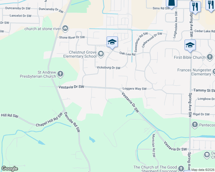 map of restaurants, bars, coffee shops, grocery stores, and more near 3315 Cedarhurst Drive in Decatur