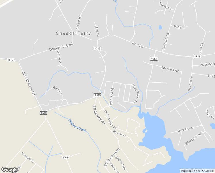 map of restaurants, bars, coffee shops, grocery stores, and more near 310 Preakness Lane in Sneads Ferry