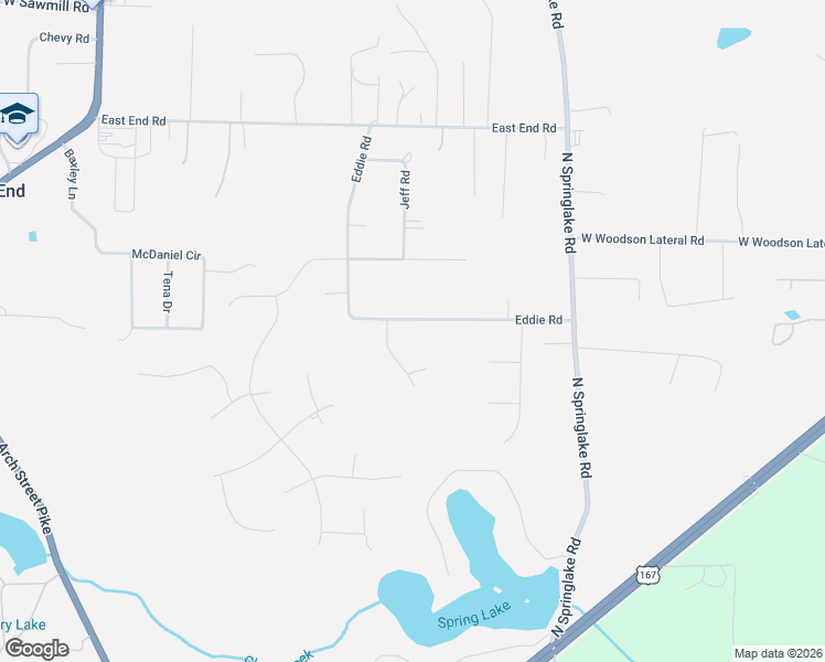 map of restaurants, bars, coffee shops, grocery stores, and more near 21299 Eddie Road in Hensley