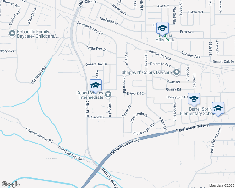 map of restaurants, bars, coffee shops, grocery stores, and more near 2647 Arezzo Court in Palmdale