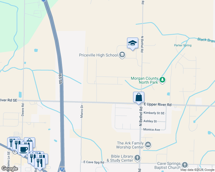 map of restaurants, bars, coffee shops, grocery stores, and more near 157 Willow Bank Circle in Decatur