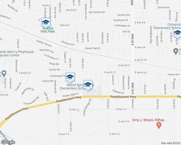 map of restaurants, bars, coffee shops, grocery stores, and more near East Avenue S-12 in Palmdale
