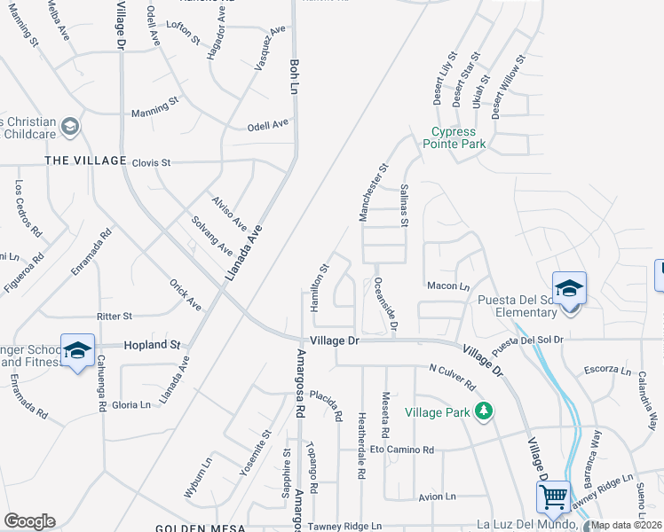 map of restaurants, bars, coffee shops, grocery stores, and more near 16265 Hamilton Street in Victorville