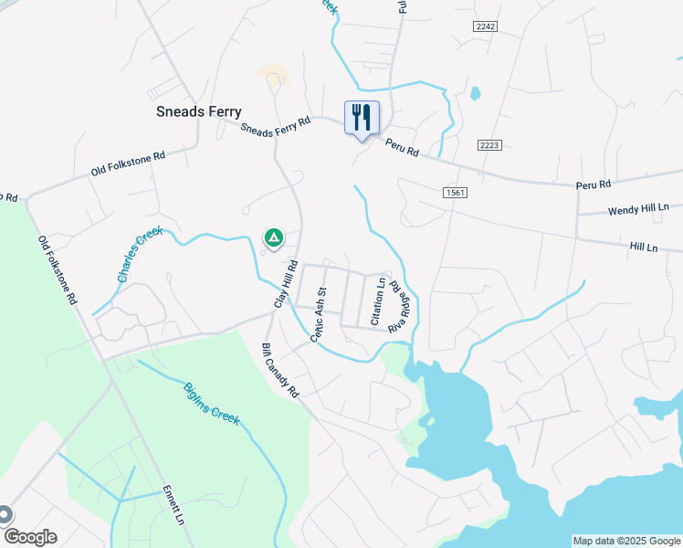 map of restaurants, bars, coffee shops, grocery stores, and more near 300 Whirlaway Boulevard in Sneads Ferry