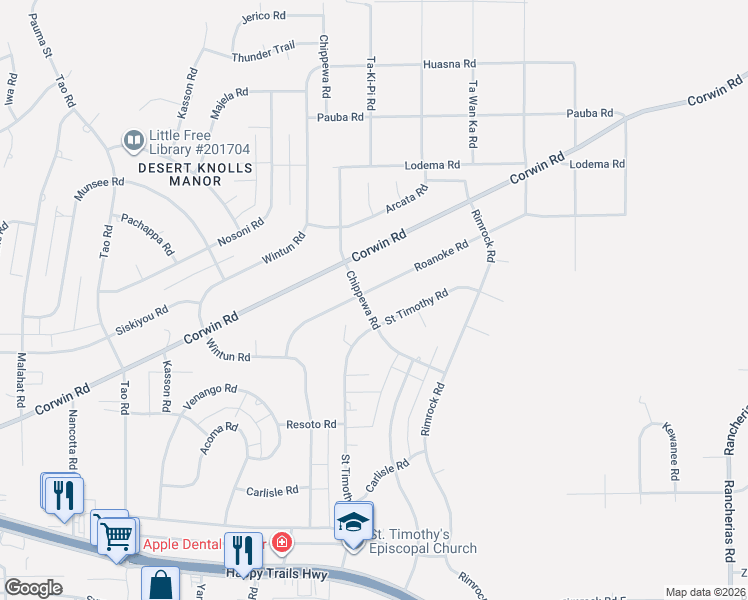 map of restaurants, bars, coffee shops, grocery stores, and more near 16234 Chippewa Road in Apple Valley