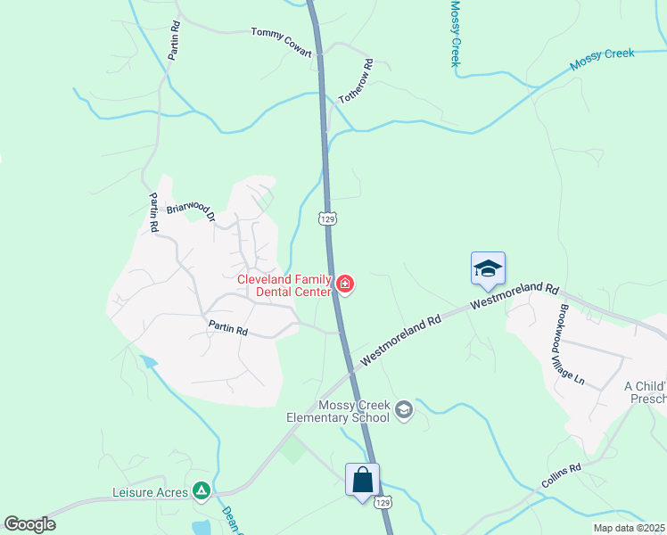 map of restaurants, bars, coffee shops, grocery stores, and more near 3777 U.S. 129 in Cleveland