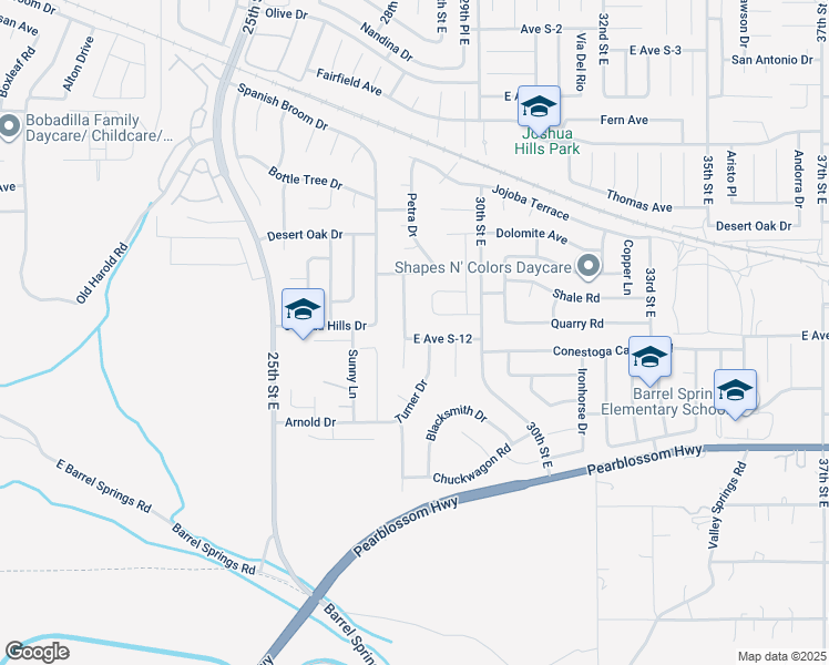 map of restaurants, bars, coffee shops, grocery stores, and more near 2727 East Avenue S-12 in Palmdale