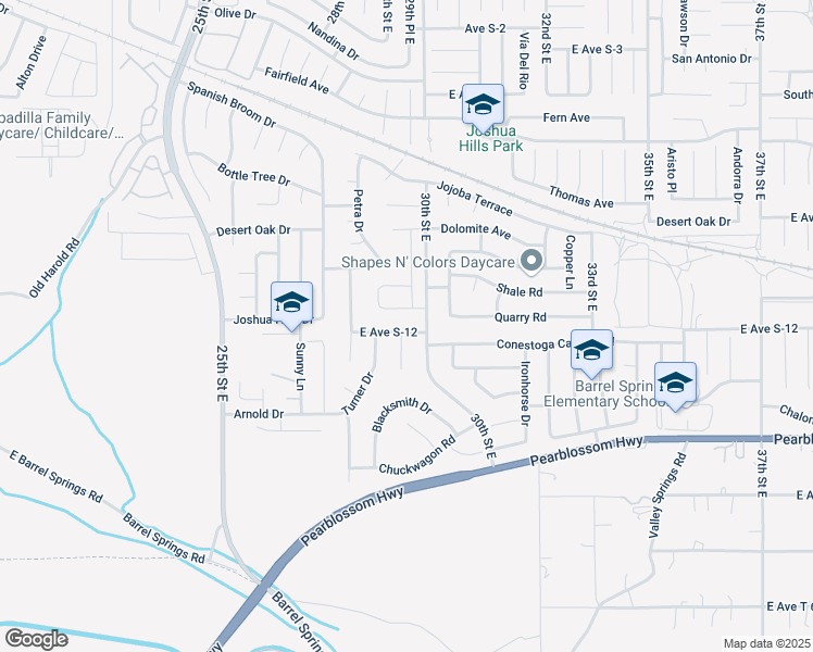 map of restaurants, bars, coffee shops, grocery stores, and more near 2817 East Avenue S-12 in Palmdale