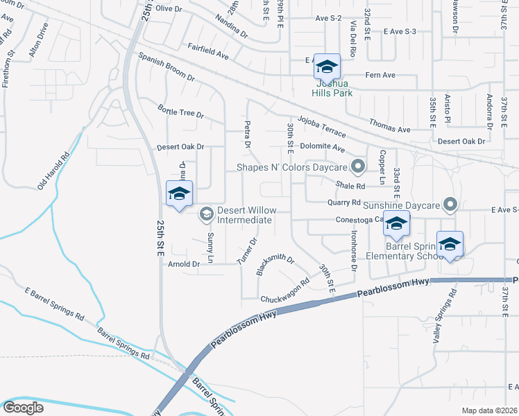 map of restaurants, bars, coffee shops, grocery stores, and more near 2743 East Avenue S-12 in Palmdale