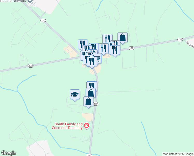 map of restaurants, bars, coffee shops, grocery stores, and more near North Carolina 210 in North Topsail Beach