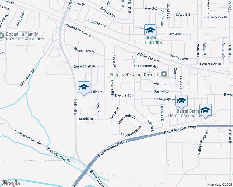 map of restaurants, bars, coffee shops, grocery stores, and more near 2727 East Avenue S-12 in Palmdale