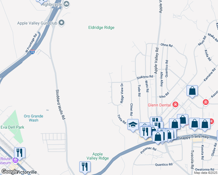 map of restaurants, bars, coffee shops, grocery stores, and more near 16272 Crown Valley Drive in Apple Valley