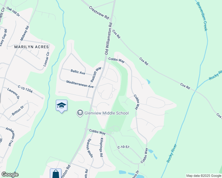 map of restaurants, bars, coffee shops, grocery stores, and more near 1108 Cobbs Glen Drive in Anderson