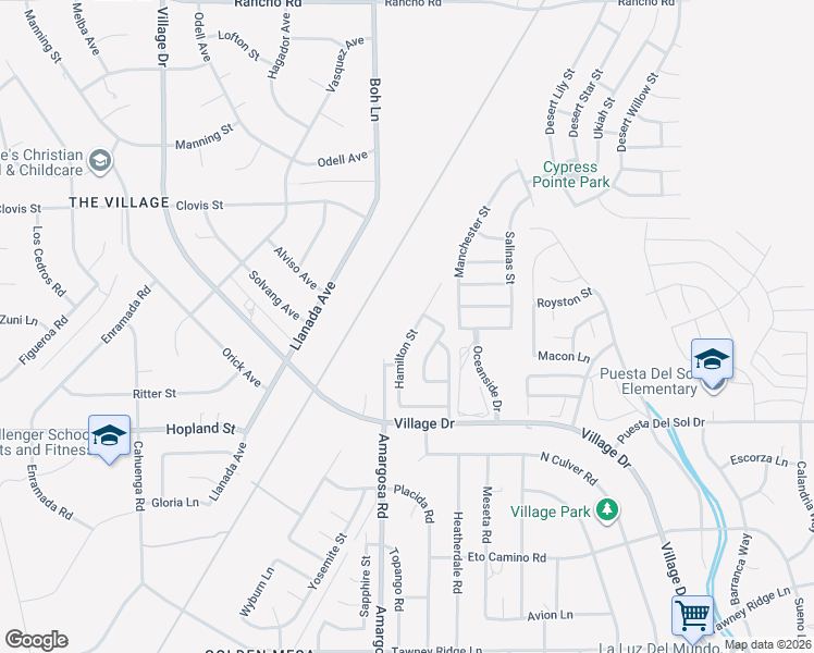 map of restaurants, bars, coffee shops, grocery stores, and more near 16265 Hamilton Street in Victorville