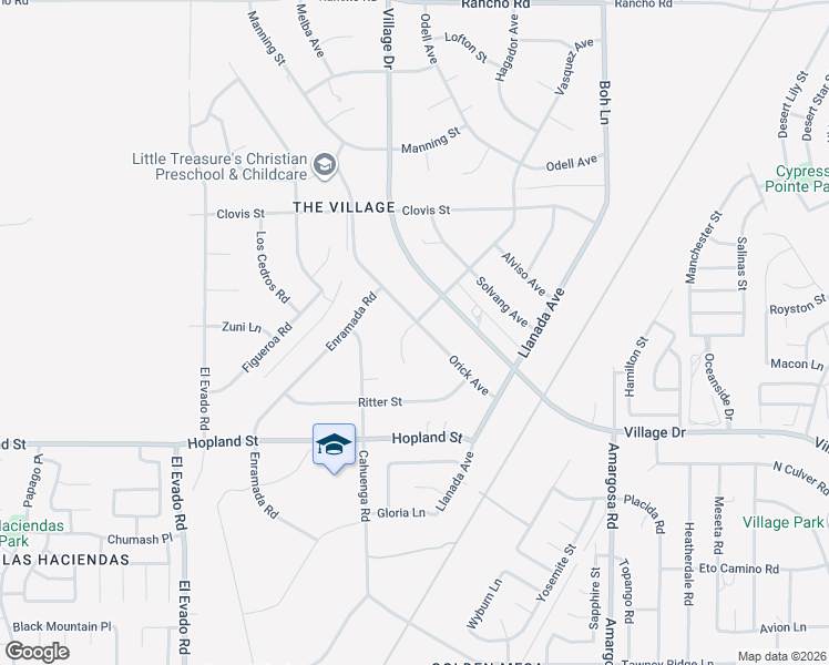 map of restaurants, bars, coffee shops, grocery stores, and more near Vasquez Lane in Victorville