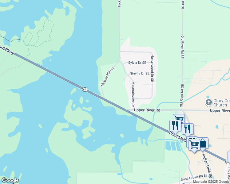 map of restaurants, bars, coffee shops, grocery stores, and more near 2630 Point Mallard Parkway Southeast in Decatur