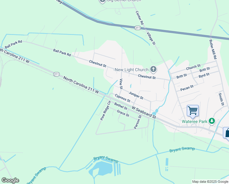 map of restaurants, bars, coffee shops, grocery stores, and more near 121 Cypress Street in Bladenboro