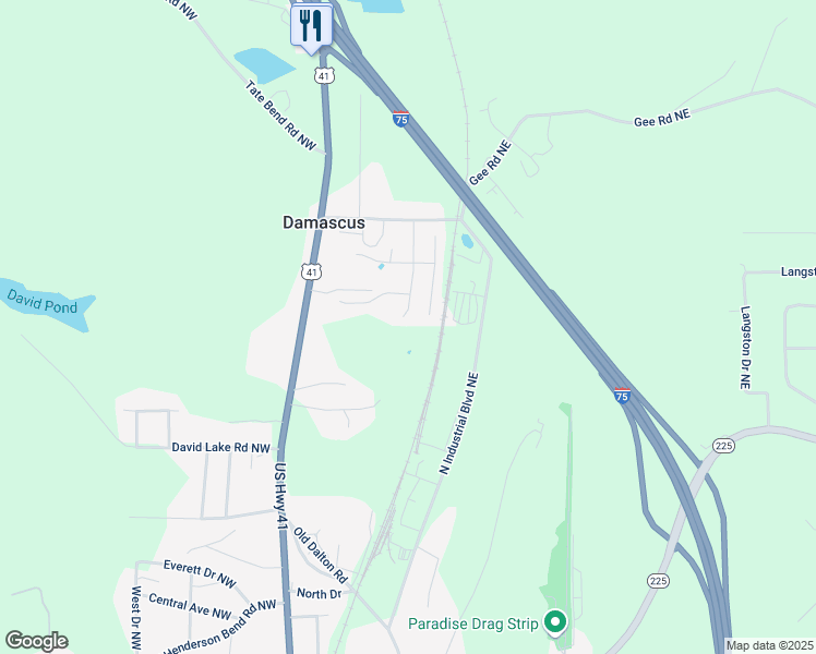 map of restaurants, bars, coffee shops, grocery stores, and more near 308 Heritage Drive in Calhoun