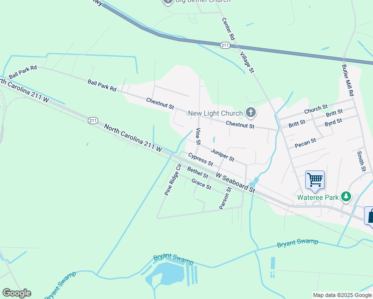 map of restaurants, bars, coffee shops, grocery stores, and more near 121 Cypress Street in Bladenboro