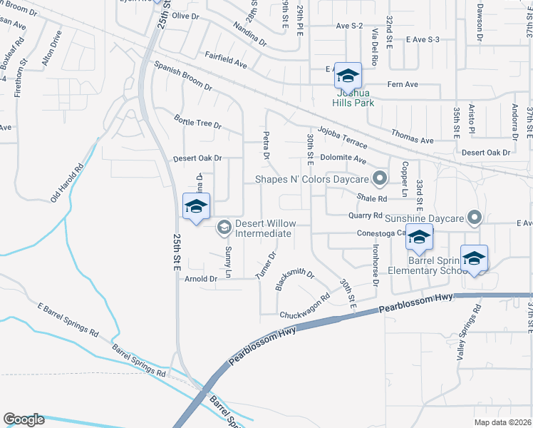 map of restaurants, bars, coffee shops, grocery stores, and more near 2727 East Avenue S-12 in Palmdale