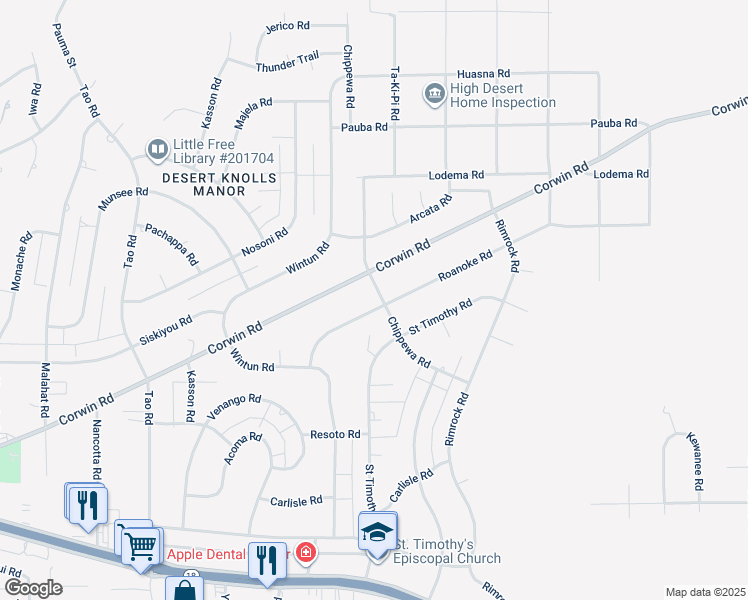 map of restaurants, bars, coffee shops, grocery stores, and more near 16270 Chippewa Road in Apple Valley