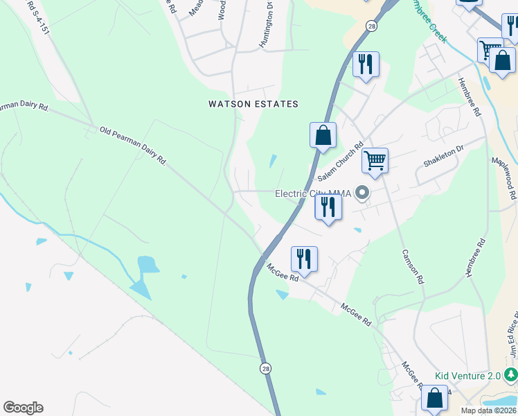 map of restaurants, bars, coffee shops, grocery stores, and more near 26 Sweetgrass Trail in Anderson