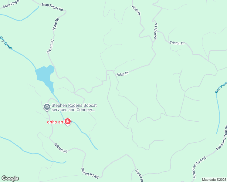 map of restaurants, bars, coffee shops, grocery stores, and more near 1088 Mayfield Lane Northeast in Ranger