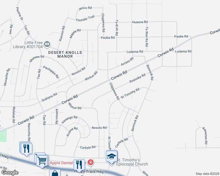 map of restaurants, bars, coffee shops, grocery stores, and more near 16234 Chippewa Road in Apple Valley