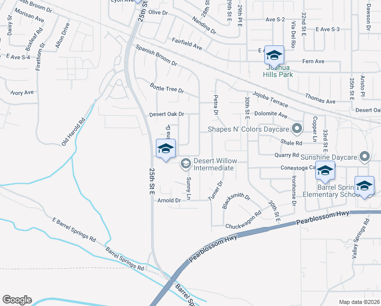map of restaurants, bars, coffee shops, grocery stores, and more near 2627 Joshua Hills Drive in Palmdale