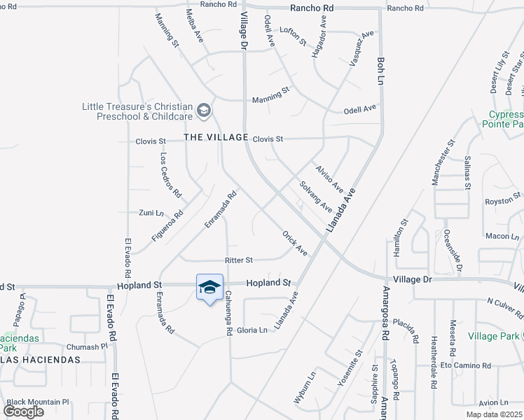 map of restaurants, bars, coffee shops, grocery stores, and more near Vasquez Avenue & Orick Avenue in Victorville