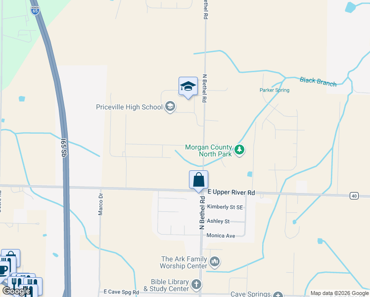 map of restaurants, bars, coffee shops, grocery stores, and more near 85 Willow Bank Circle in Decatur