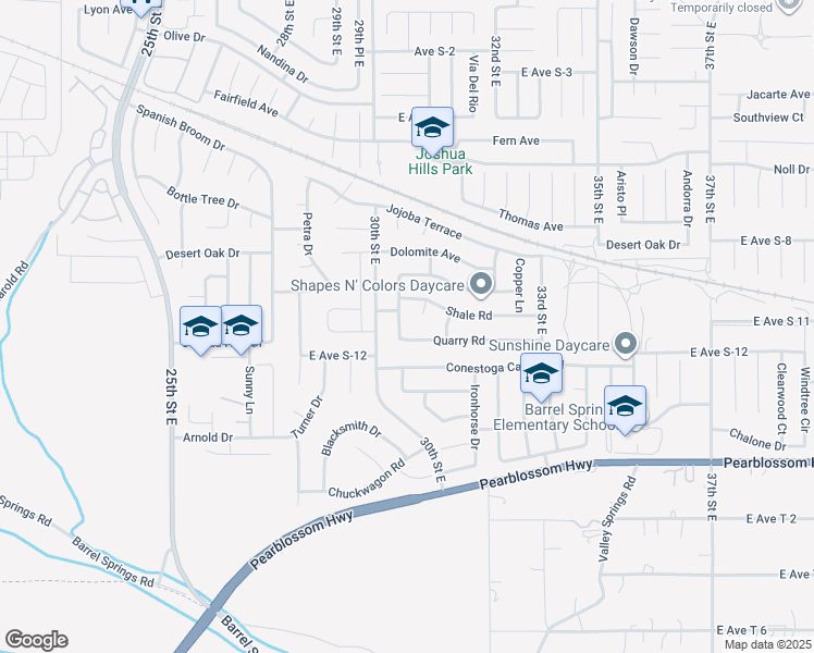 map of restaurants, bars, coffee shops, grocery stores, and more near 36601 Silverspur Lane in Palmdale