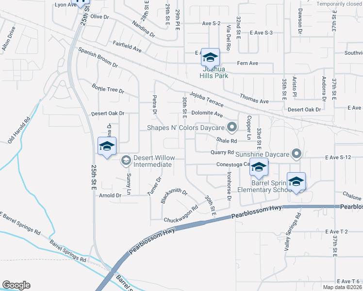 map of restaurants, bars, coffee shops, grocery stores, and more near 36624 Arbolada Lane in Palmdale