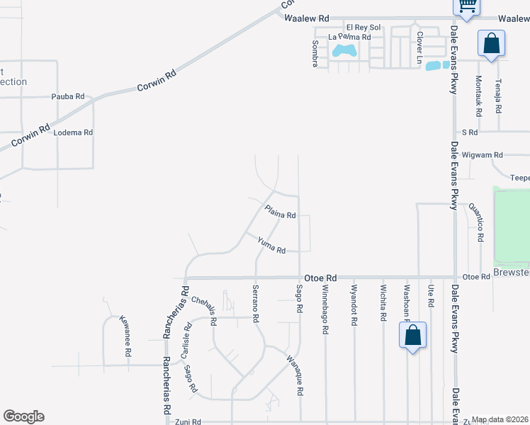 map of restaurants, bars, coffee shops, grocery stores, and more near 16283 Rancherias Road in Apple Valley