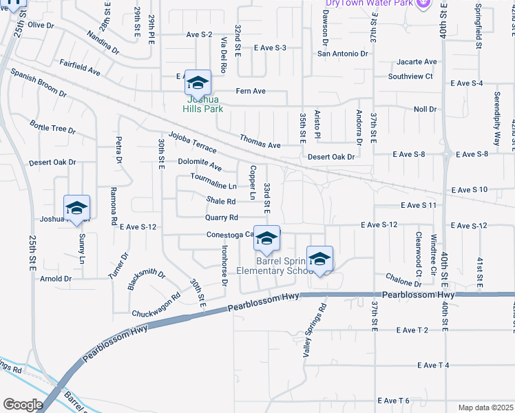 map of restaurants, bars, coffee shops, grocery stores, and more near 3242 Shale Road in Palmdale