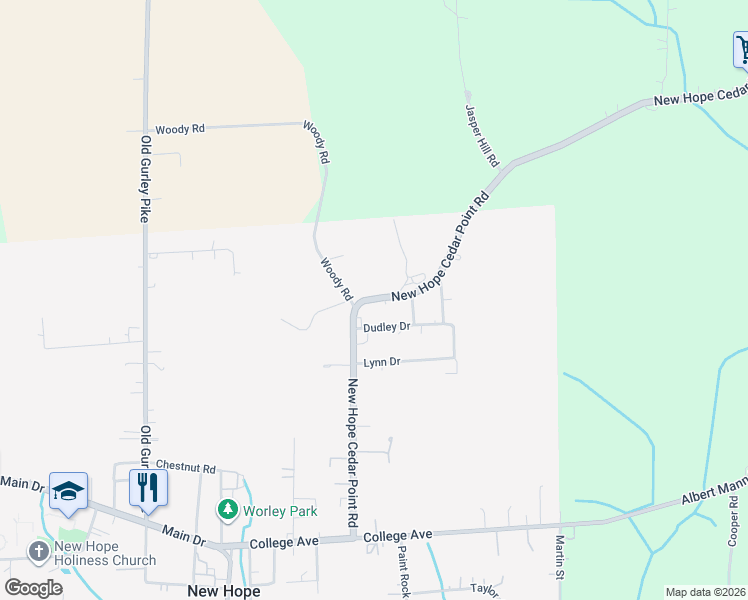 map of restaurants, bars, coffee shops, grocery stores, and more near 364 New Hope Cedar Point Road in New Hope
