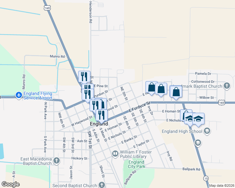 map of restaurants, bars, coffee shops, grocery stores, and more near 414 East Purdon Street in England