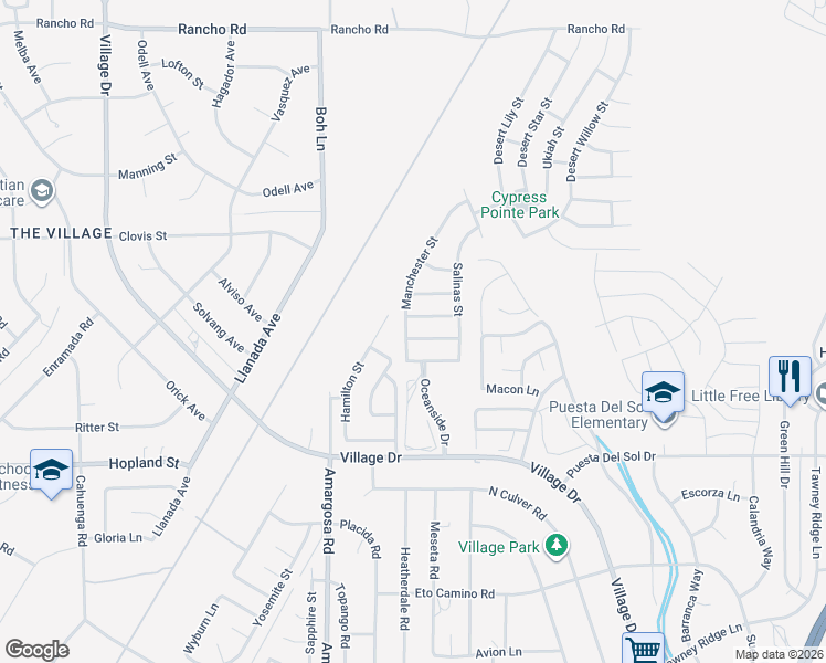 map of restaurants, bars, coffee shops, grocery stores, and more near 15444 Morro Bay Lane in Victorville