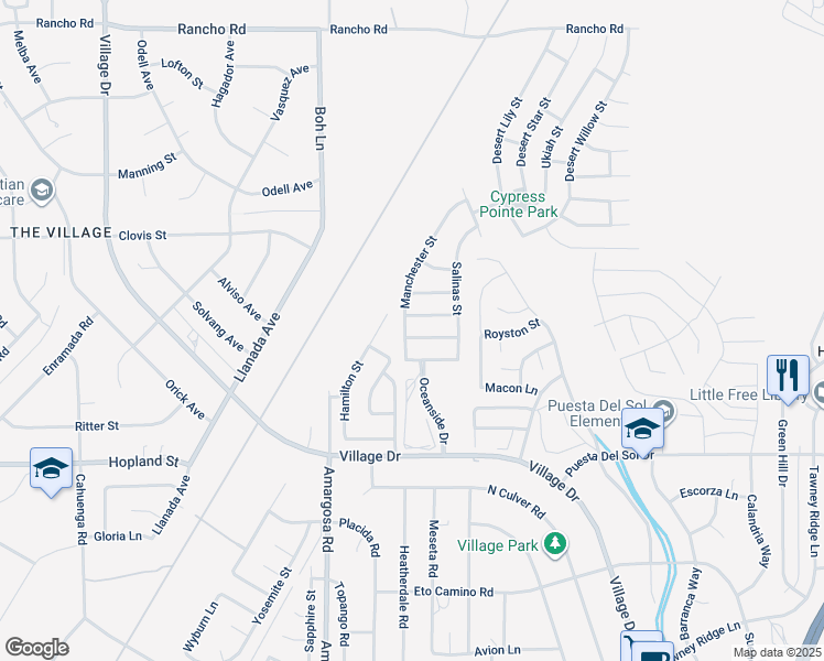 map of restaurants, bars, coffee shops, grocery stores, and more near 15444 Morro Bay Lane in Victorville