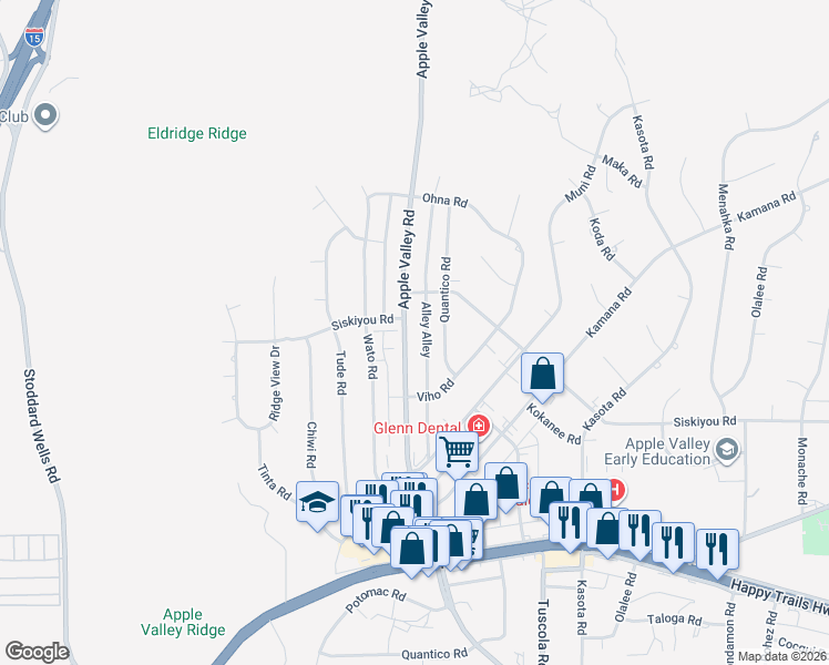 map of restaurants, bars, coffee shops, grocery stores, and more near in Apple Valley