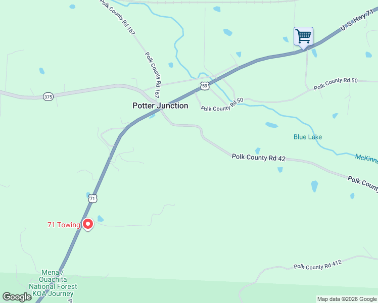 map of restaurants, bars, coffee shops, grocery stores, and more near 128 Polk Road 42 in Mena