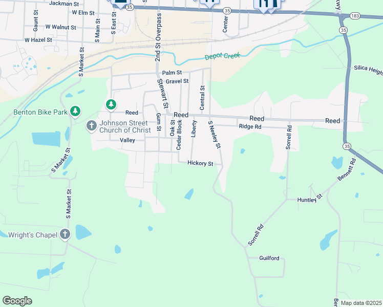 map of restaurants, bars, coffee shops, grocery stores, and more near 1510 Cedar Block in Benton
