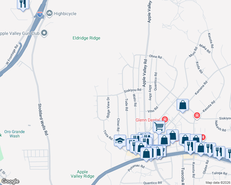 map of restaurants, bars, coffee shops, grocery stores, and more near 17729 Tude Court in Apple Valley