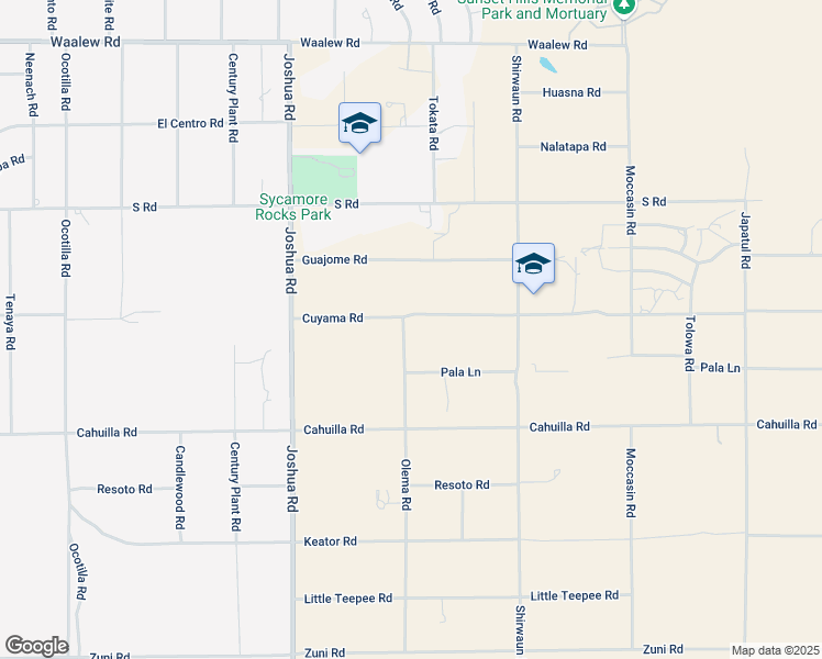 map of restaurants, bars, coffee shops, grocery stores, and more near Cuyama Road in Apple Valley
