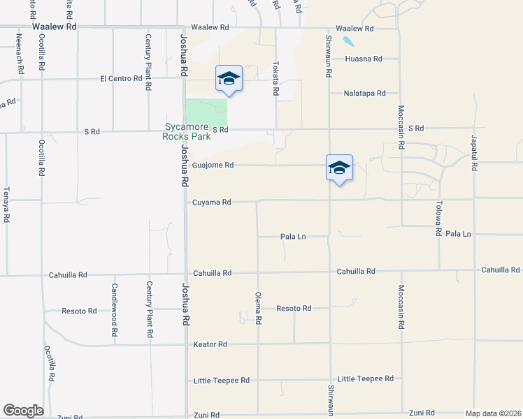 map of restaurants, bars, coffee shops, grocery stores, and more near 23483 Cuyama Road in Apple Valley