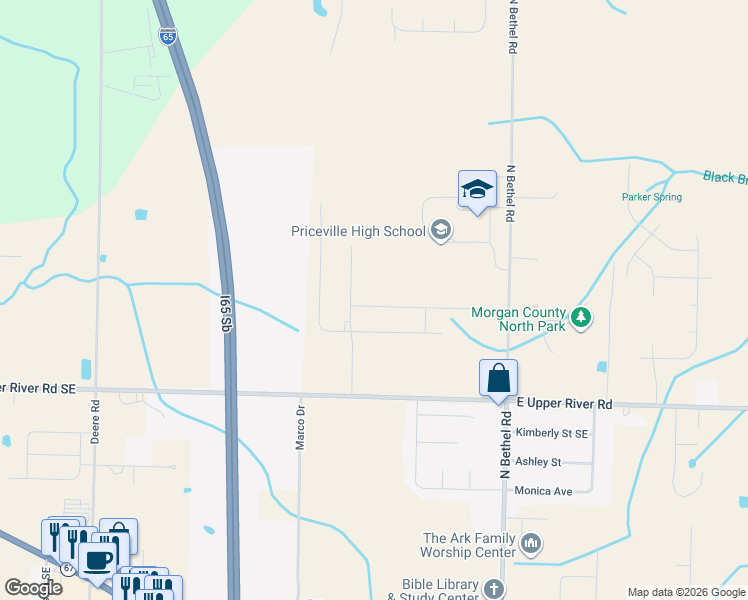 map of restaurants, bars, coffee shops, grocery stores, and more near 24 Sage Oak Drive in Decatur