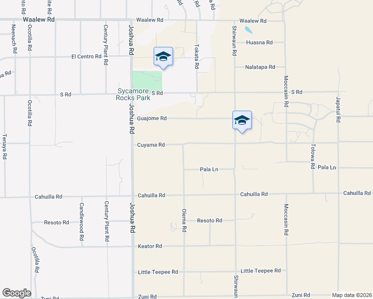 map of restaurants, bars, coffee shops, grocery stores, and more near 23483 Cuyama Road in Apple Valley