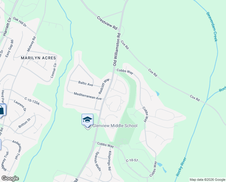 map of restaurants, bars, coffee shops, grocery stores, and more near 100 Shipyard Circle in Anderson