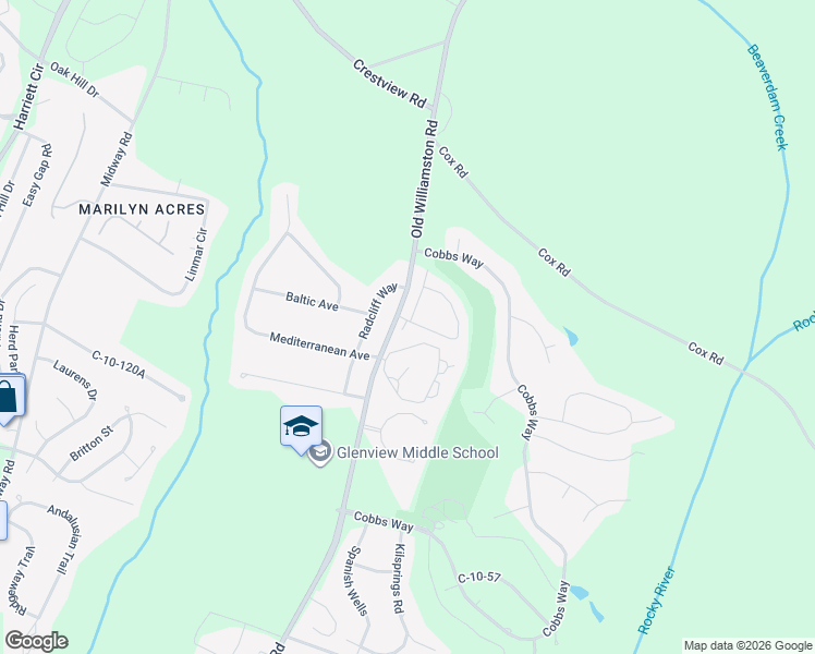 map of restaurants, bars, coffee shops, grocery stores, and more near 100 Shipyard Circle in Anderson