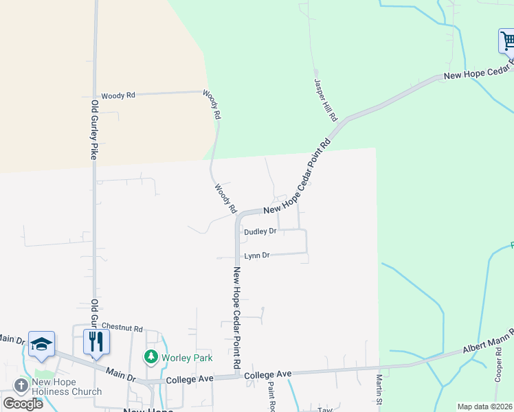 map of restaurants, bars, coffee shops, grocery stores, and more near 364 New Hope Cedar Point Road in New Hope